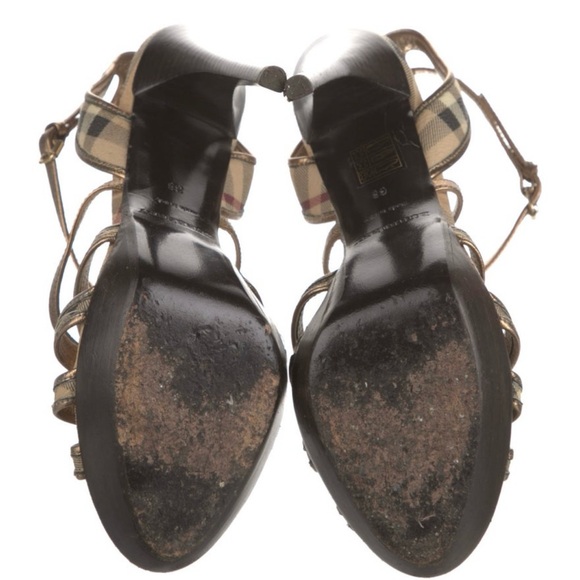 Burberry Metallic Gold Strappy Heels - Picture 5 of 6